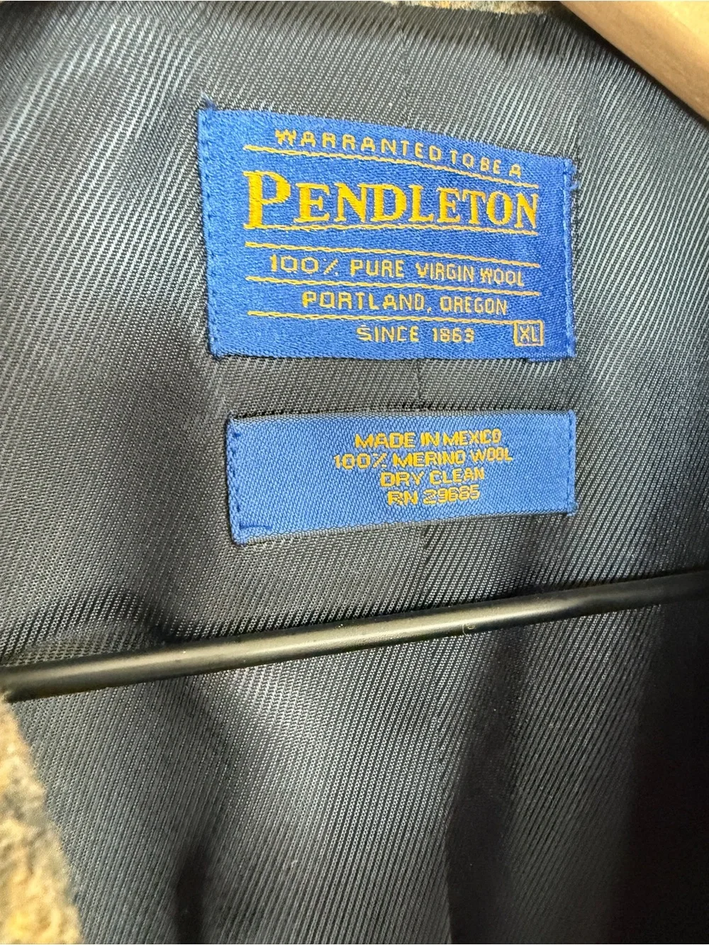 Pendleton Vintage Y2K Mens XL Merino Wool Plaid Blazer Sport Coat Brown Gray